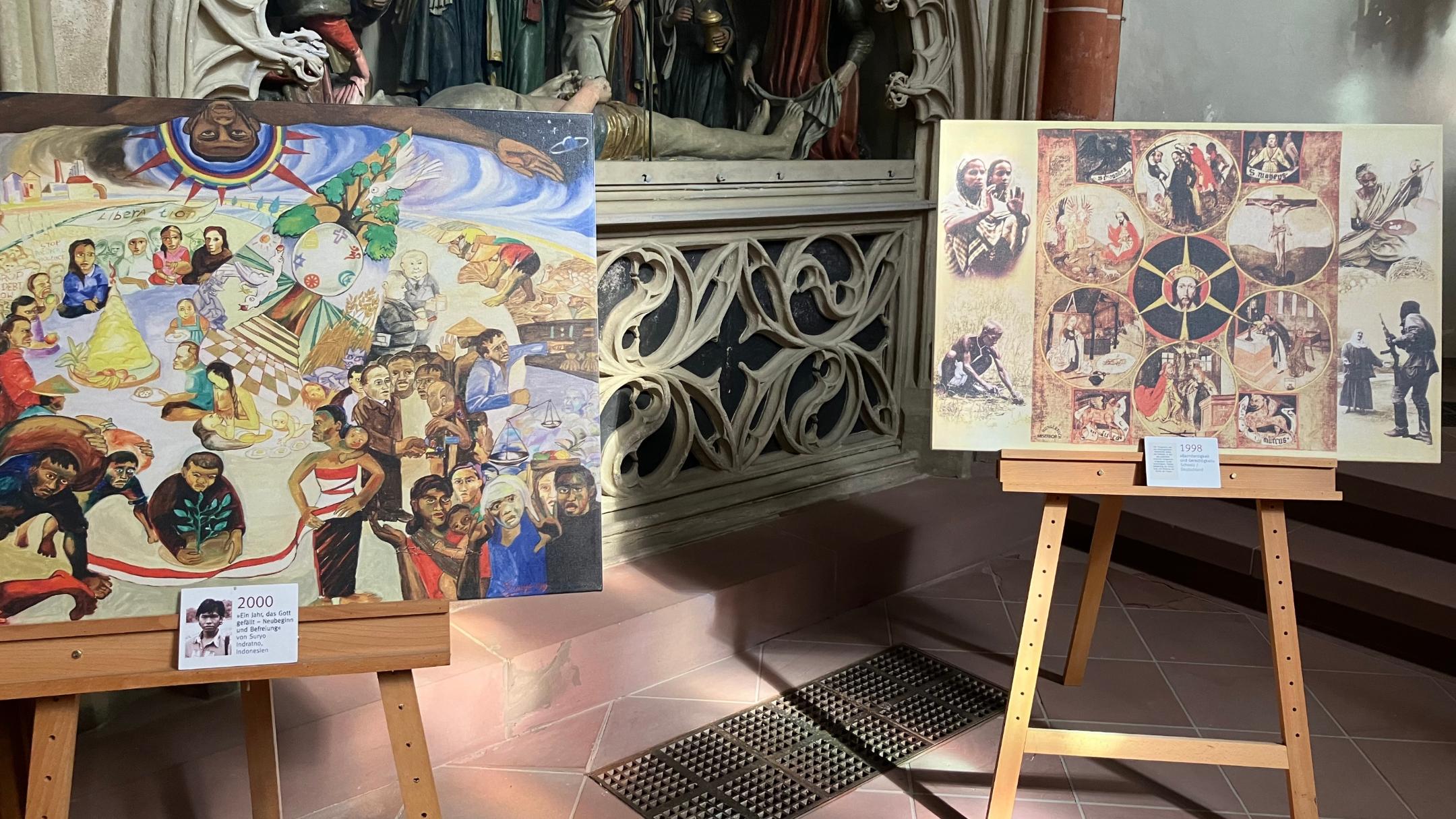 Bis zum 27. März können in der Basilika St. Wendelin in St. Wendel 22 Misereor-Hungertücher betrachtet werden.