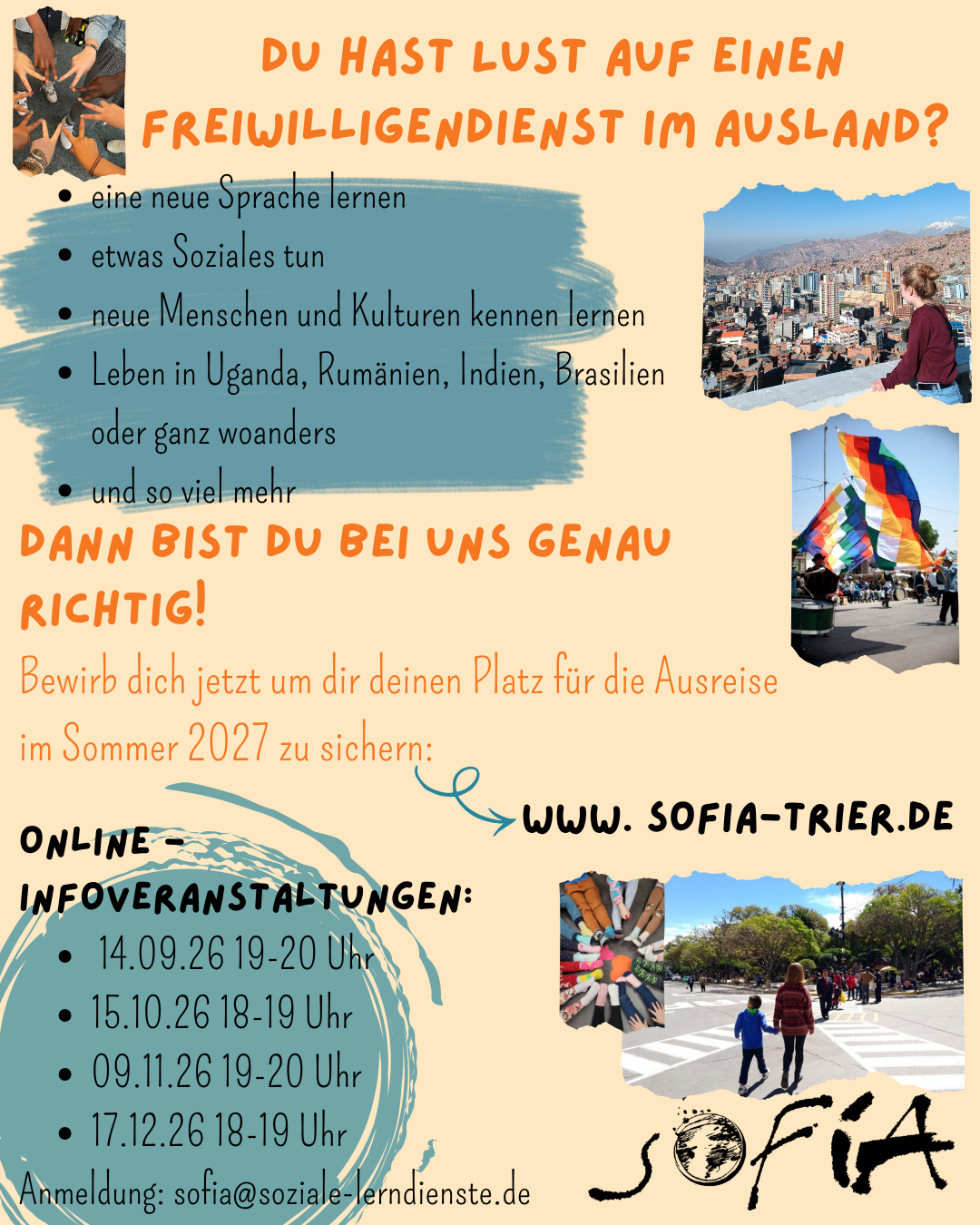 Mit der Aktion SoFiA ein Jahr im Ausland arbeiten.