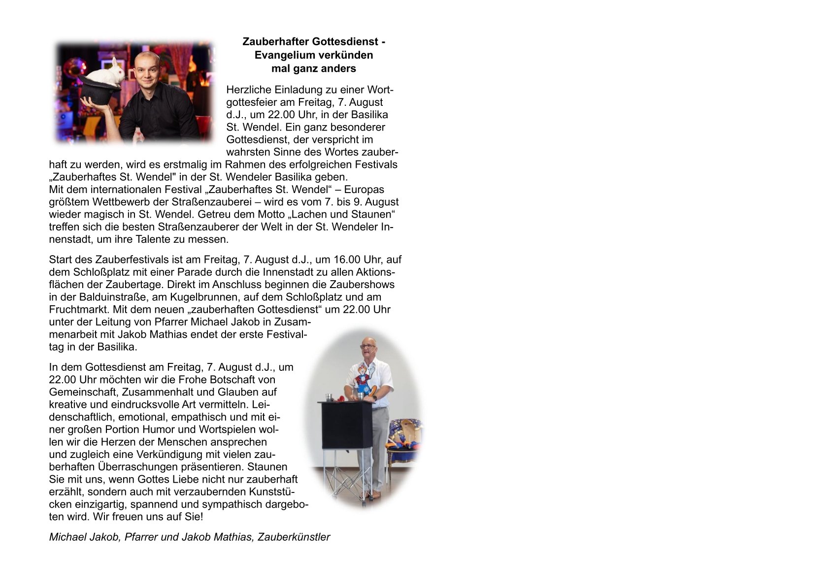 Zauberhafter Gottesdienst - Pfarrbriefe-1 (c) Pfarrer Michael Jakob Zauberhafter Gottesdienst - Pfarrbriefe-1